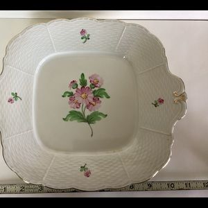 Herend Hungarian porcelain hand painted serving plate with gold rim